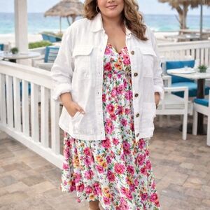 NWT Summer Essential Nicole Miller New York White Linen Blend Jacket – Size 1X